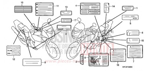 ETIQUETTE DE PRECAUTIONS XL125V1 de 2001